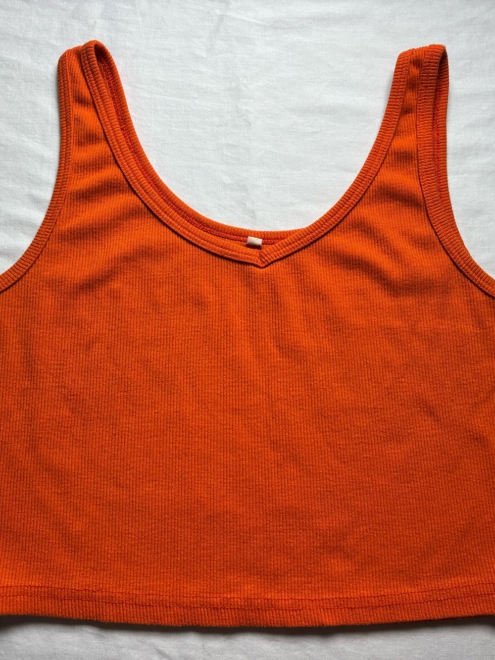 Women's Orange Ribbed Tank Top